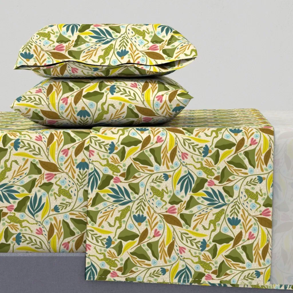 Tropical Frog Jungle Full Sheet Set - Olive Green product