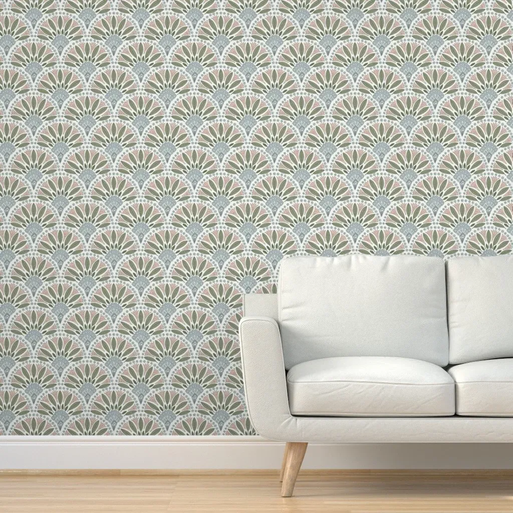 Tropical Garden Scalloped Peel and Stick Wallpaper - Sage Green product