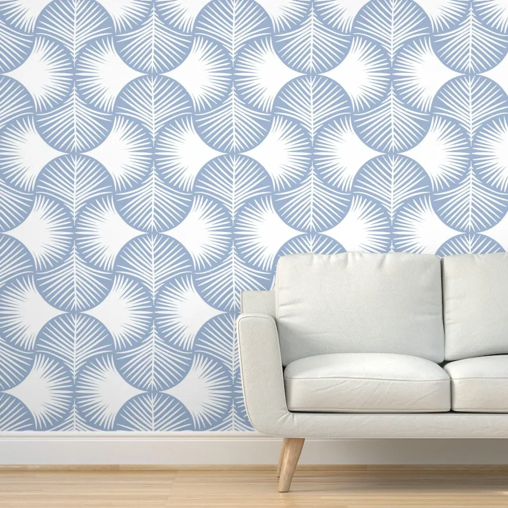 Tropical Geometry Peel and Stick Wallpaper - Grey-Blue product