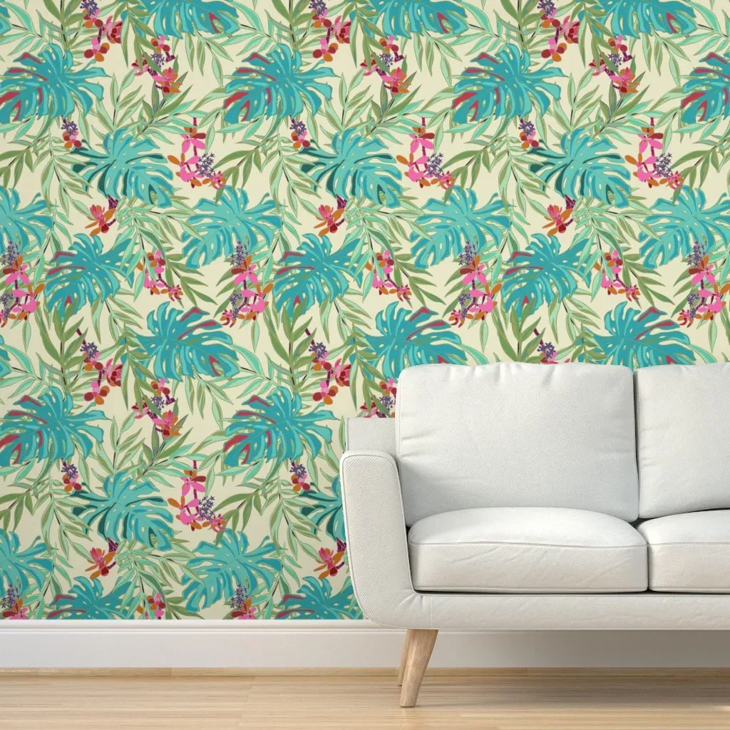 Tropical Jardin Banana Peel and Stick Wallpaper - Teal product
