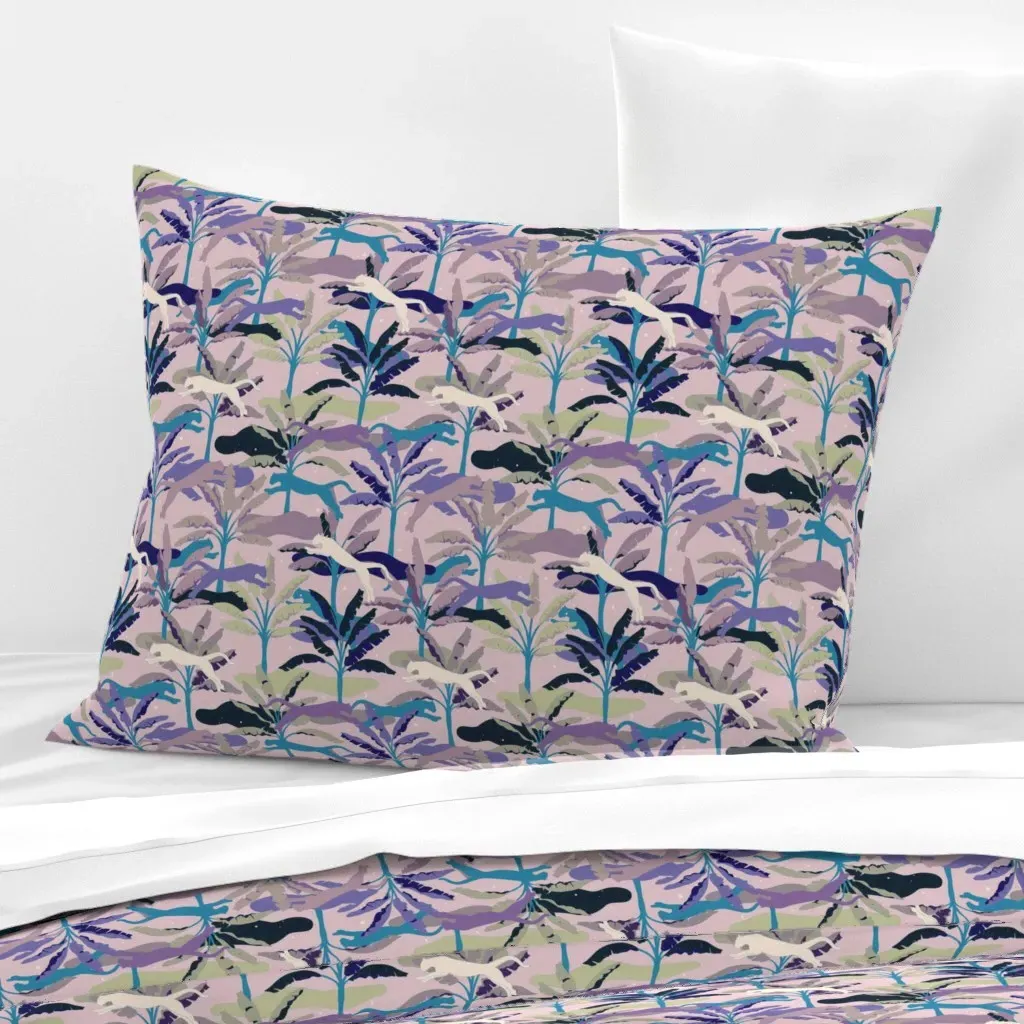 Tropical Jungle Big Cats Standard Cushion Cover - Lavender, Cotton Sateen product