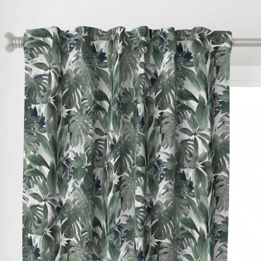 Tropical Jungle Curtain Panel - Dark Green alternate view