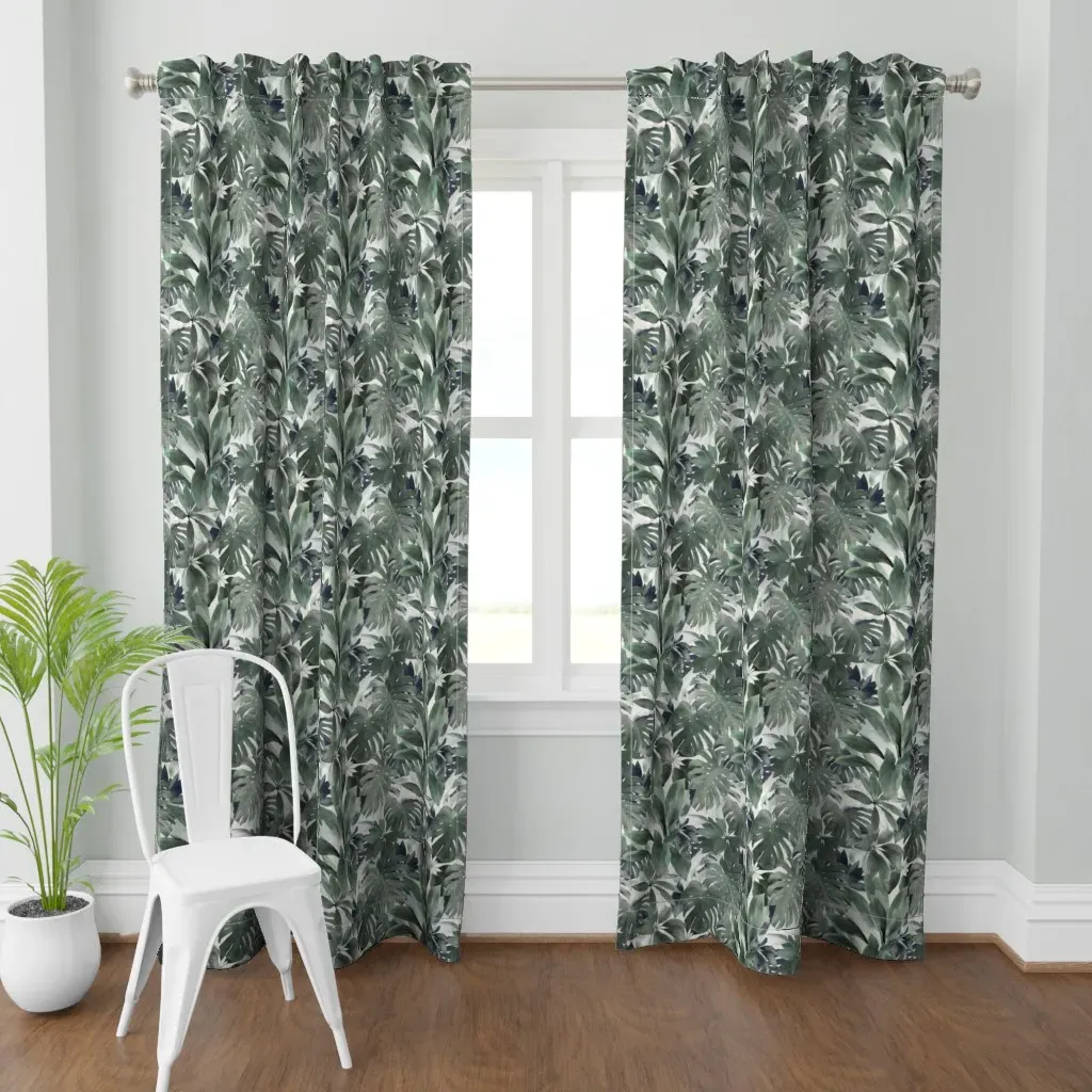 Tropical Jungle Curtain Panel - Dark Green product