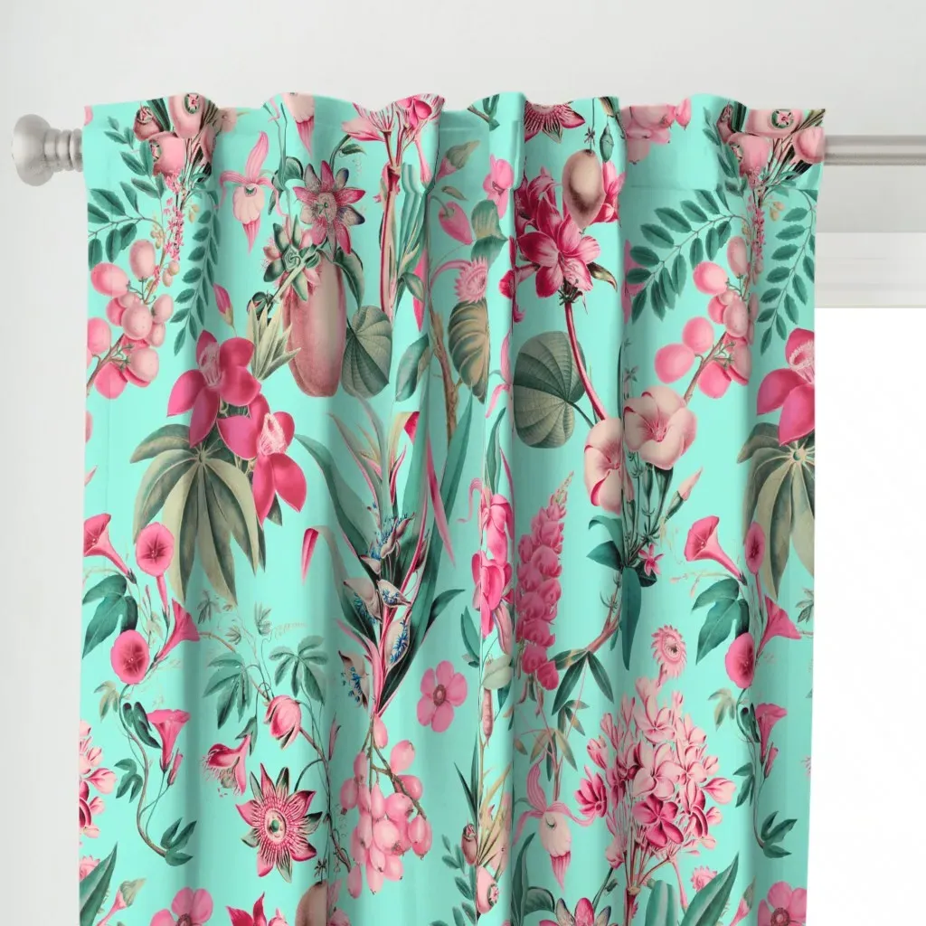 Tropical Jungle Flower Curtain Panel - Pink alternate view