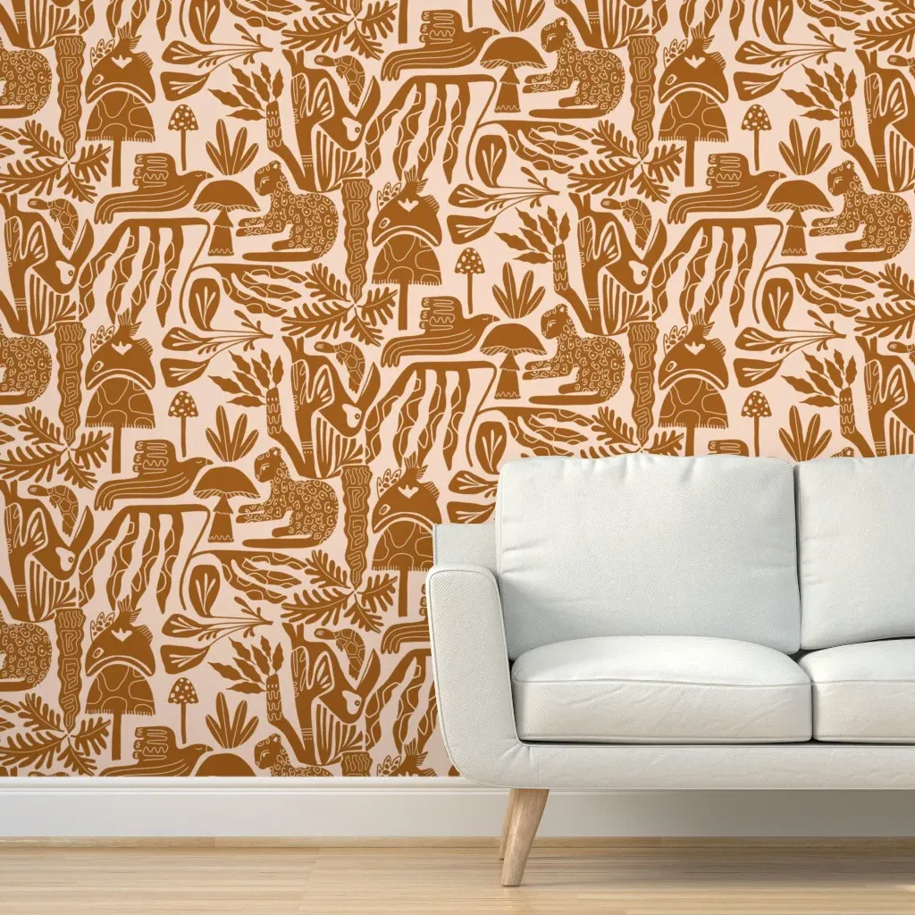 Tropical Jungle Peel and Stick Wallpaper - Burnt Orange product