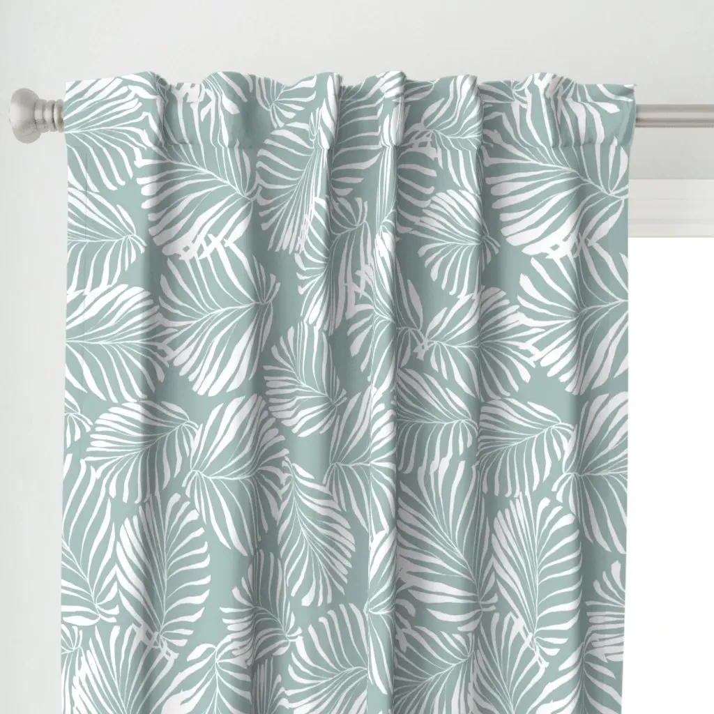 Tropical Leaves Curtain Panel - White alternate view