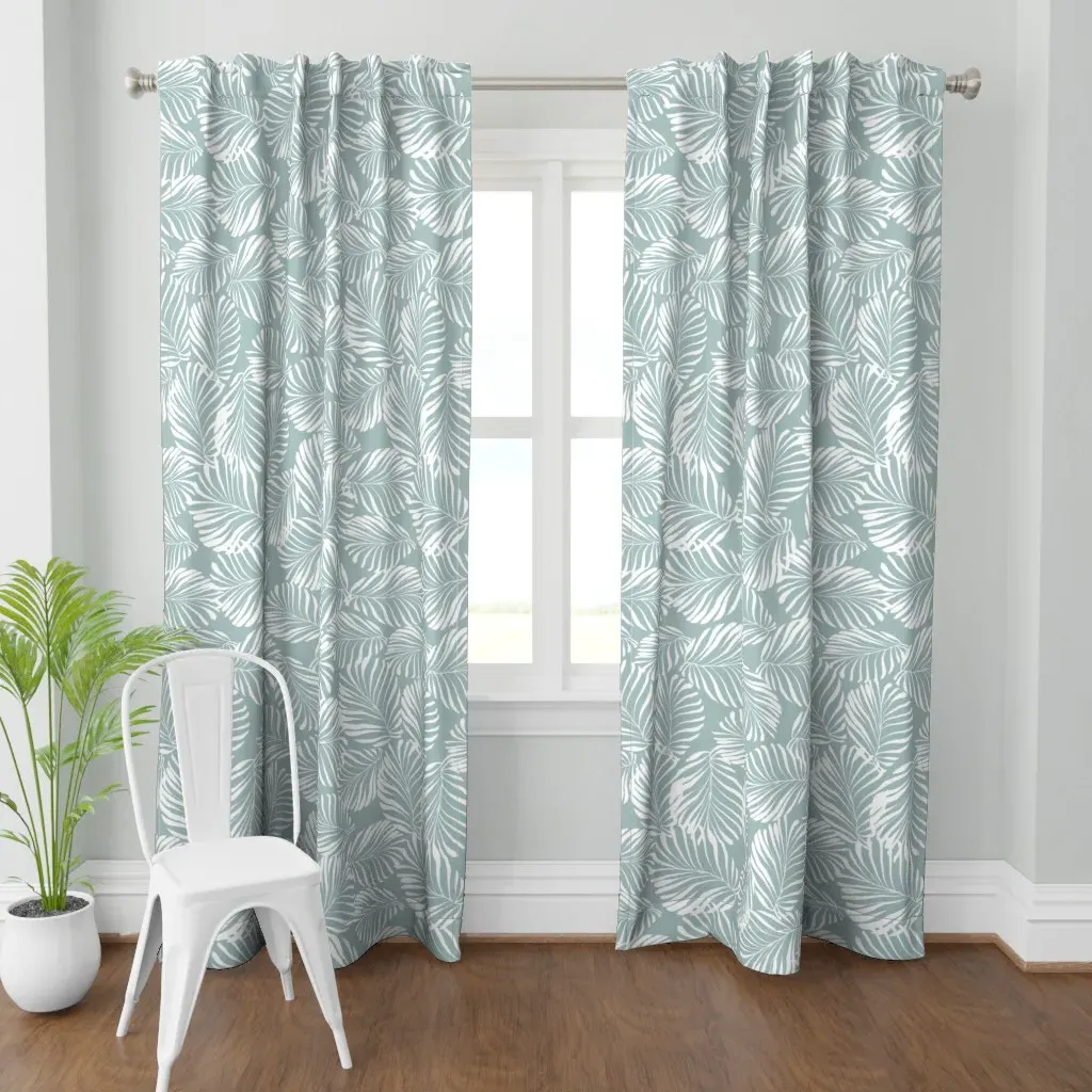 Tropical Leaves Curtain Panel - White product