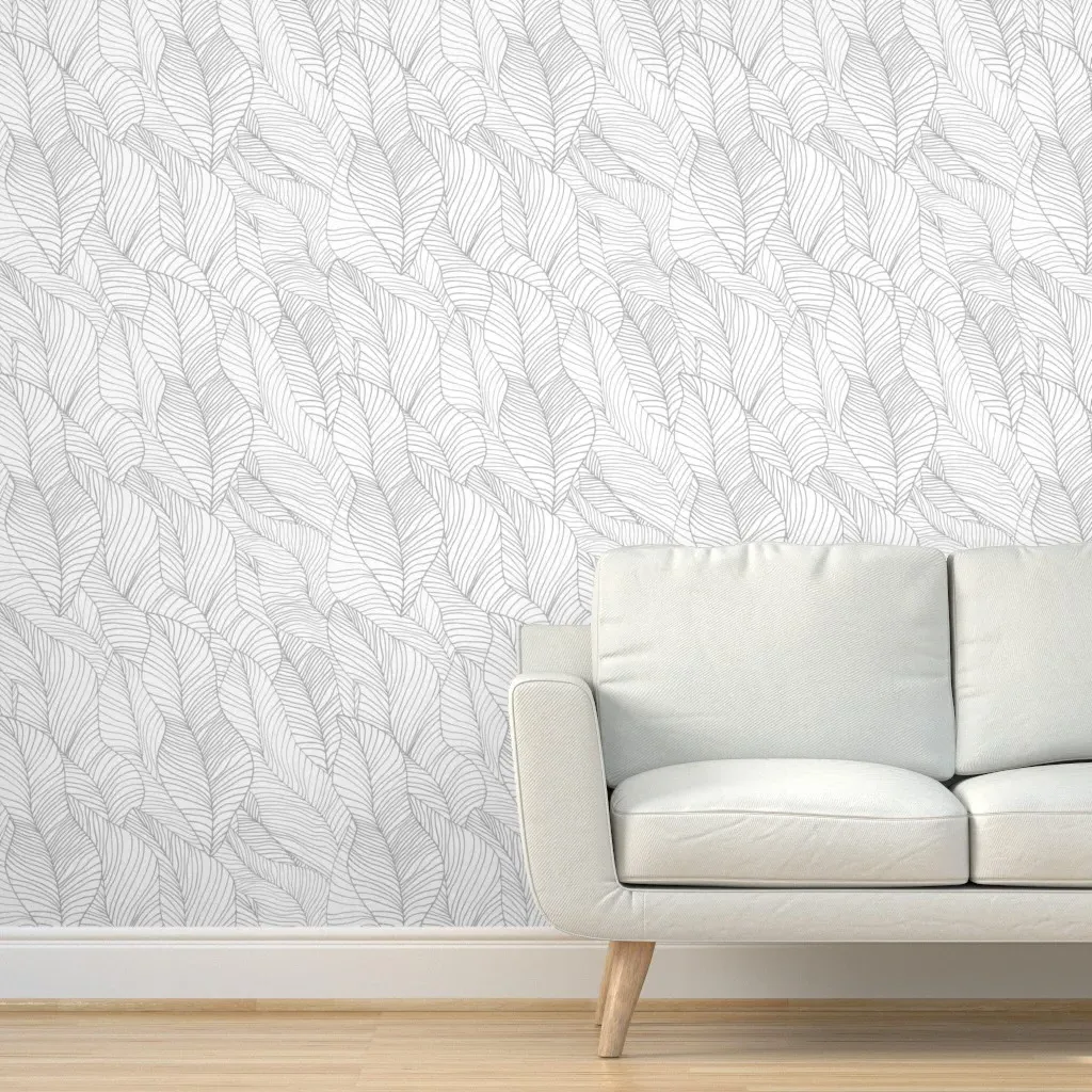 Tropical Leaves Peel and Stick Wallpaper - Light Gray product