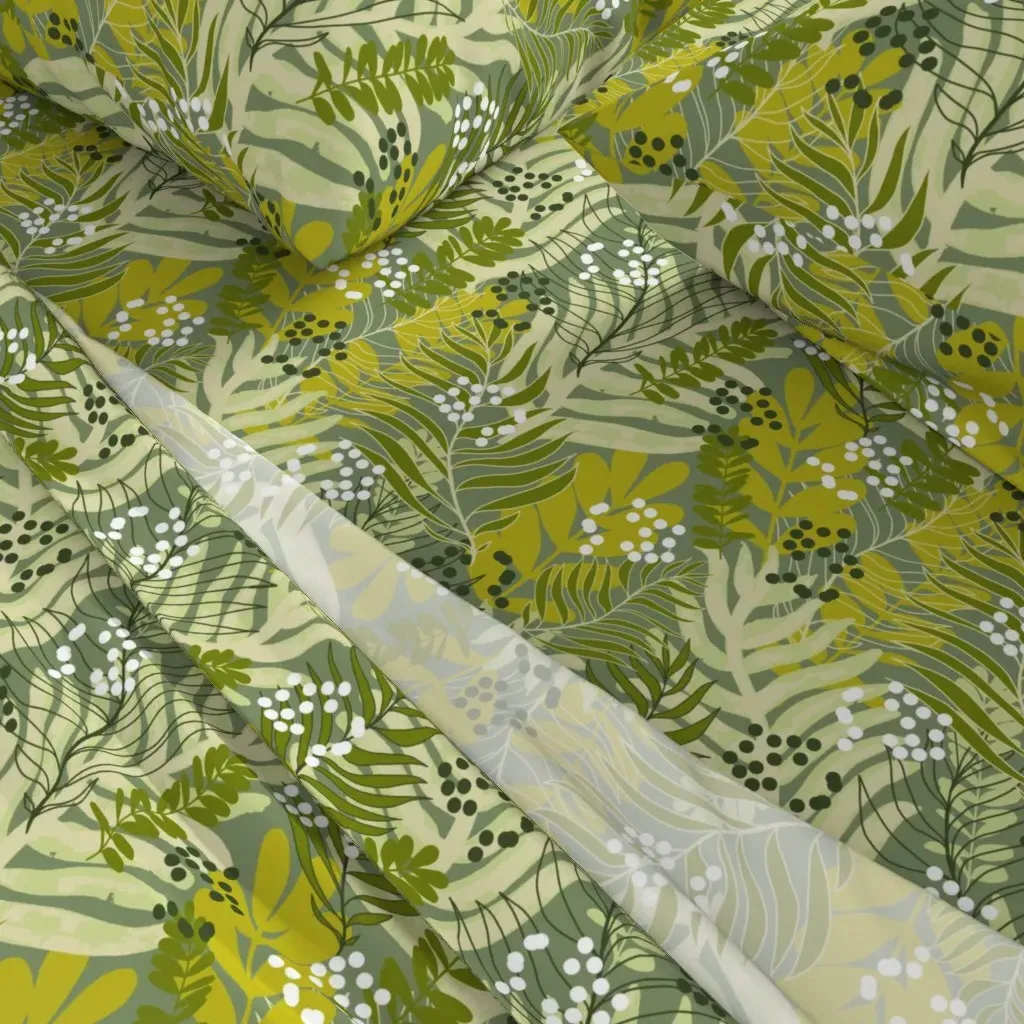 Tropical Leaves Twin XL Sheet Set - Olive Green alternate view