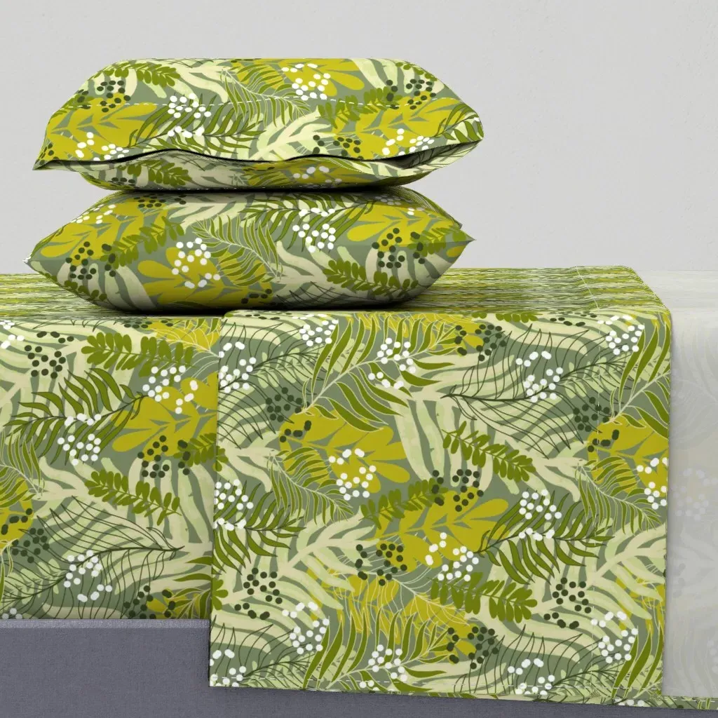 Tropical Leaves Twin XL Sheet Set - Olive Green product