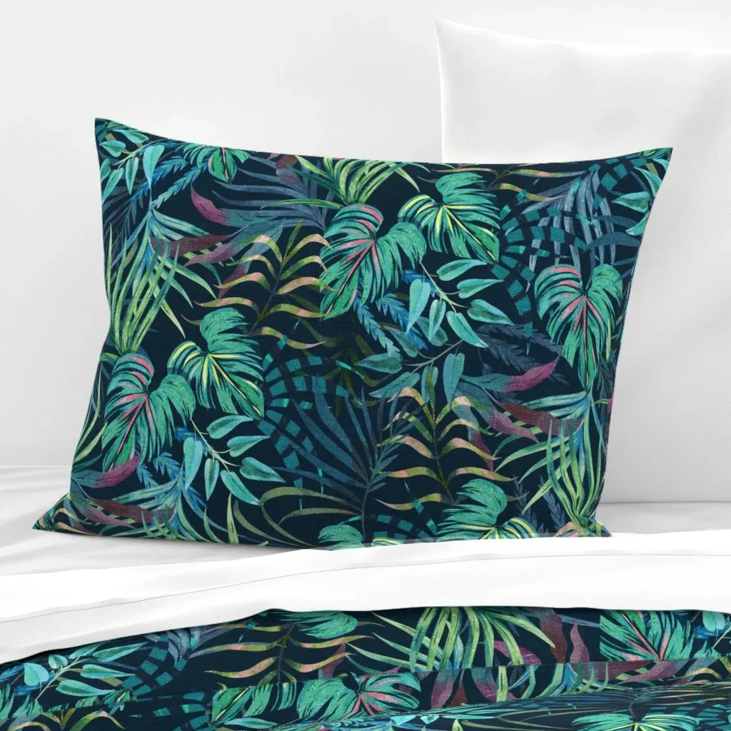 Tropical Mood Standard Knife Edge Cushion Cover - Teal, Cotton Sateen product