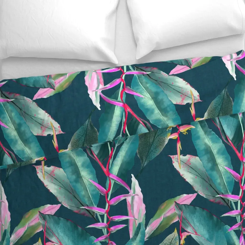 Tropical Night Botanical Duvet Cover - Pink alternate view