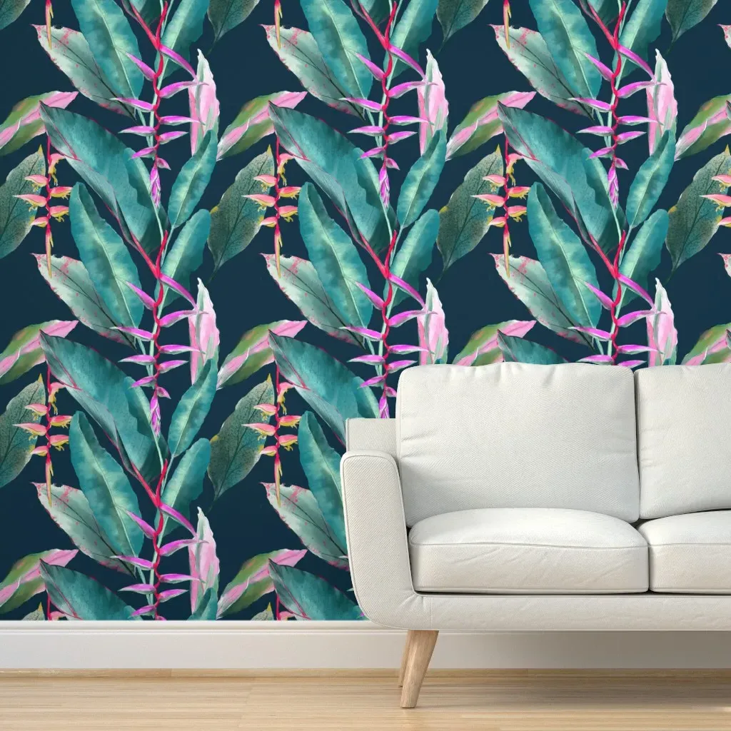 Tropical Night Botanical Peel and Stick Wallpaper - Teal product