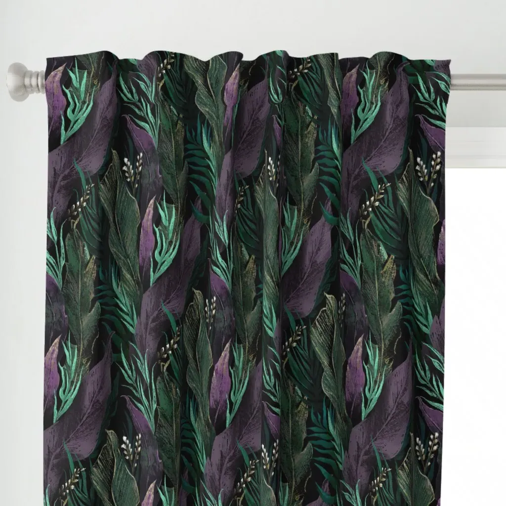 Tropical Night Medium Curtain Panel - Dark Purple alternate view