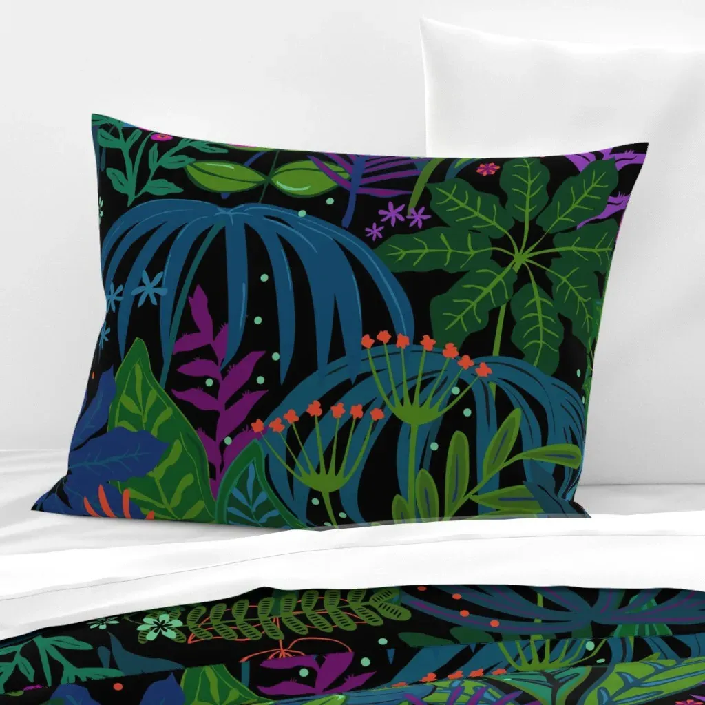 Tropical Nights Standard Knife Edge Cushion Cover - Dark Teal, Cotton Sateen product