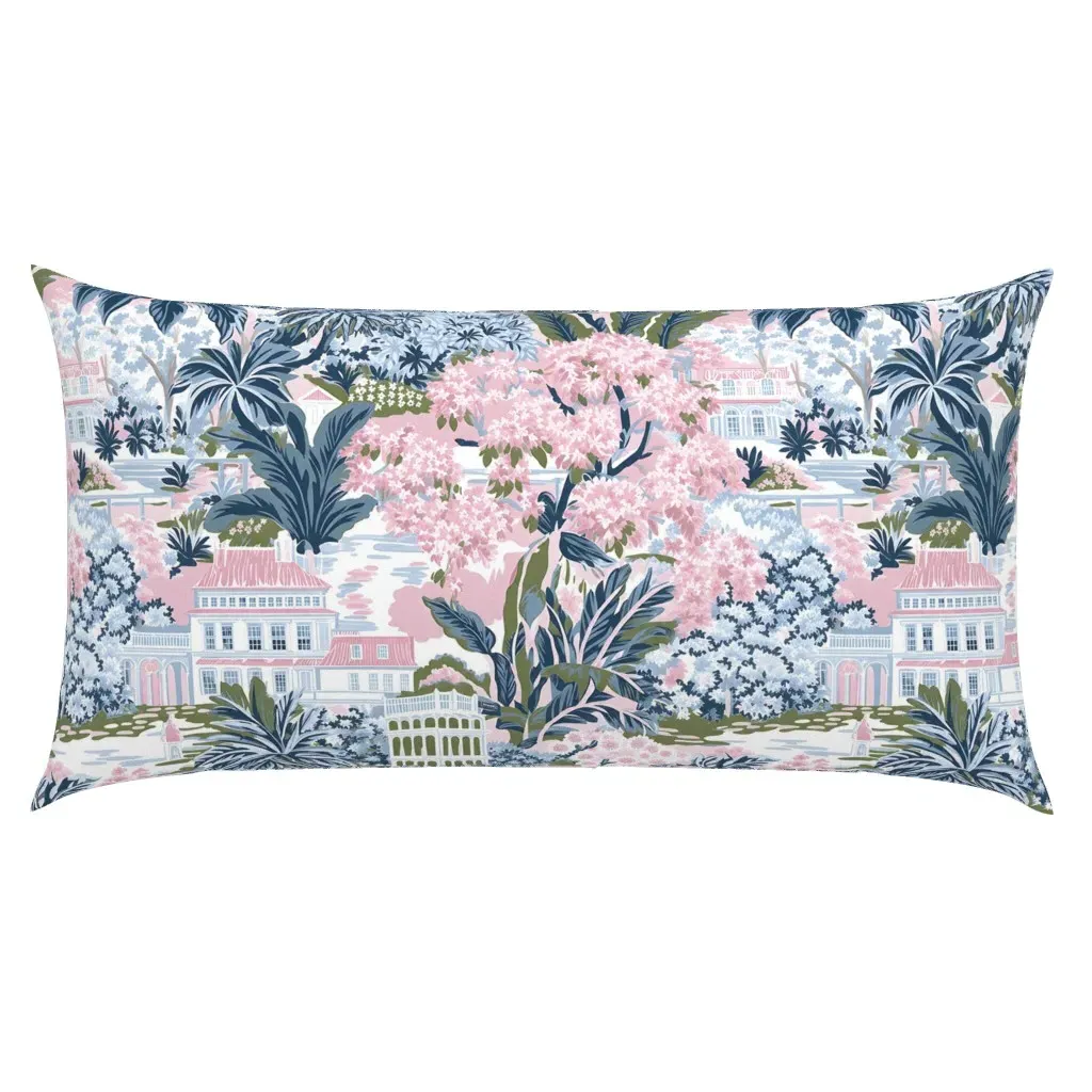 Tropical Palm Beach Toile King Pillow Sham - Pink product
