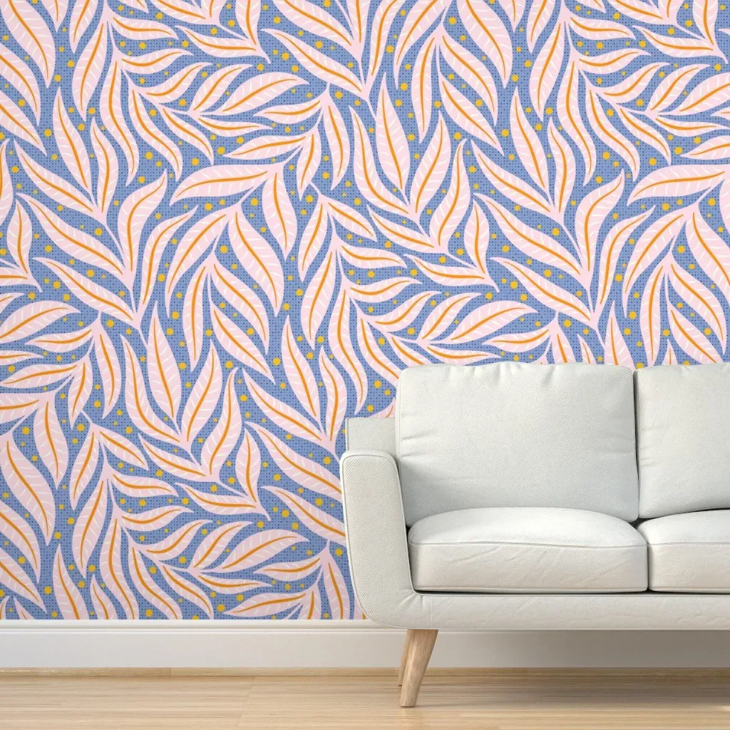Tropical Palm Leaves Peel and Stick Wallpaper - Pink product