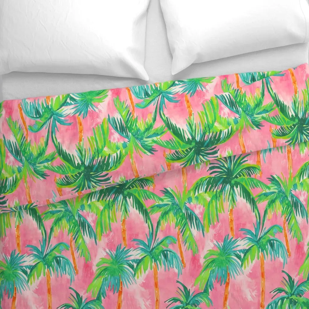Tropical Palm Tree Duvet Cover - Pink alternate view
