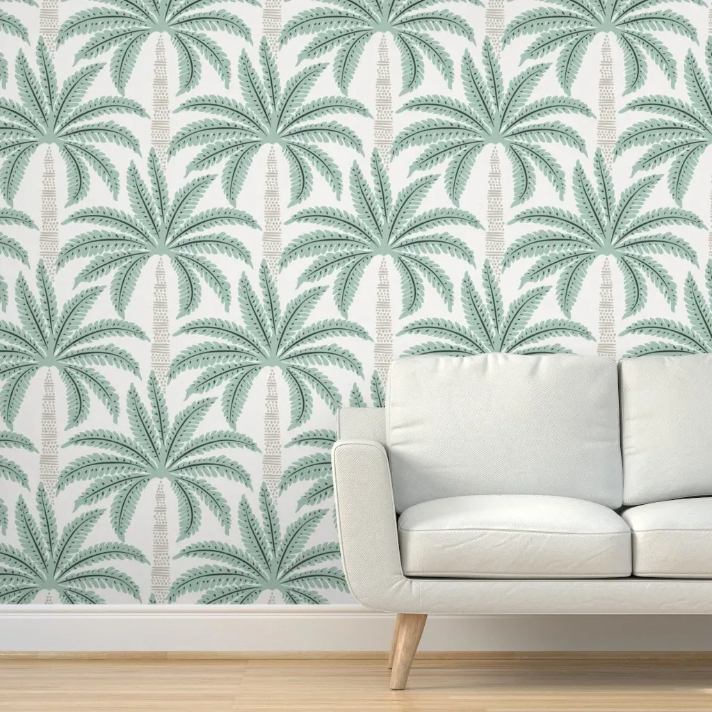 Tropical Palm Tree Peel and Stick Wallpaper - Seafoam Green product