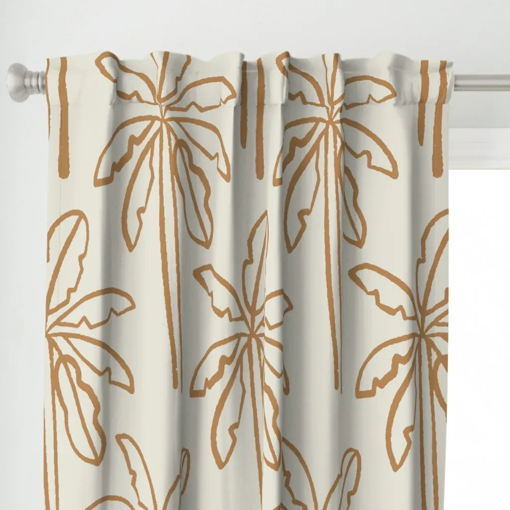 Tropical Palm Trees Jumbo Curtain Panel - Golden Brown alternate view