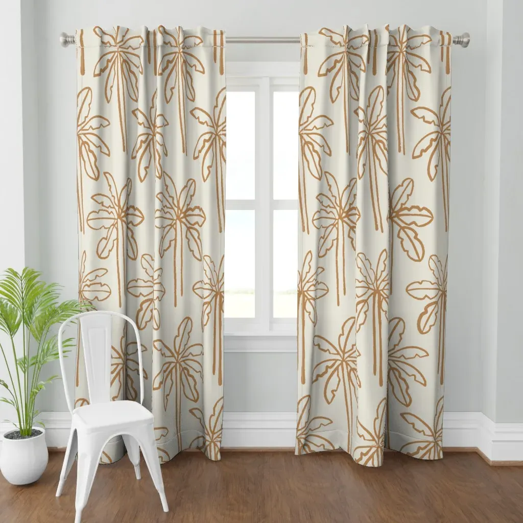 Tropical Palm Trees Jumbo Curtain Panel - Golden Brown product