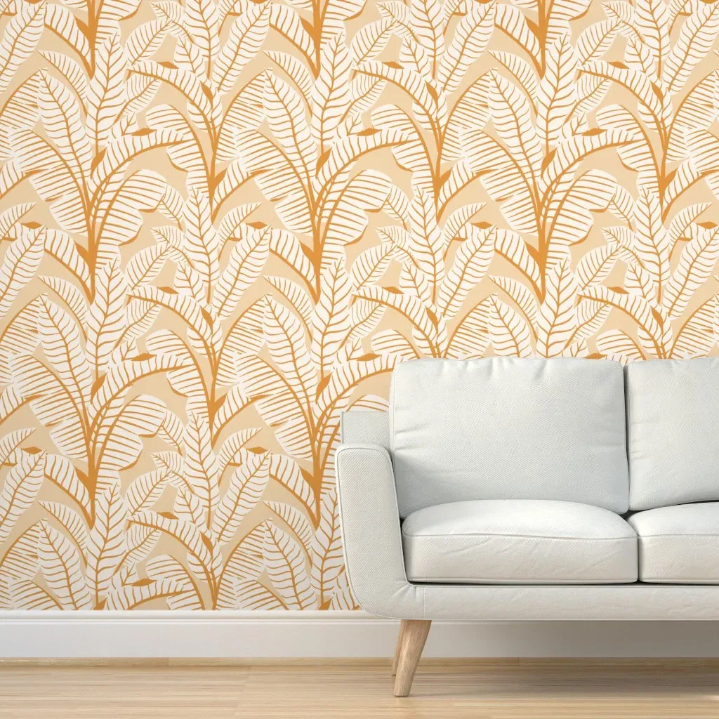 Tropical Palms Peel and Stick Wallpaper - Tan, White product