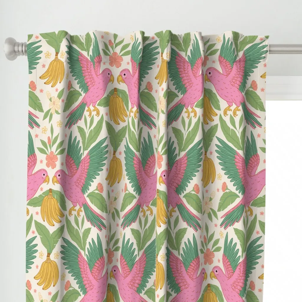 Tropical Parrot Curtain Panel - Pink alternate view