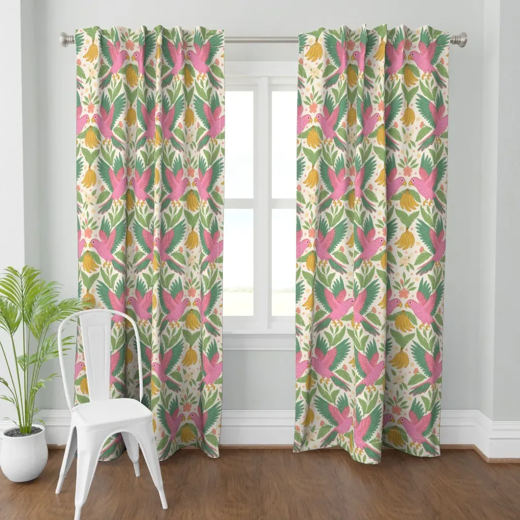 Tropical Parrot Curtain Panel - Pink product