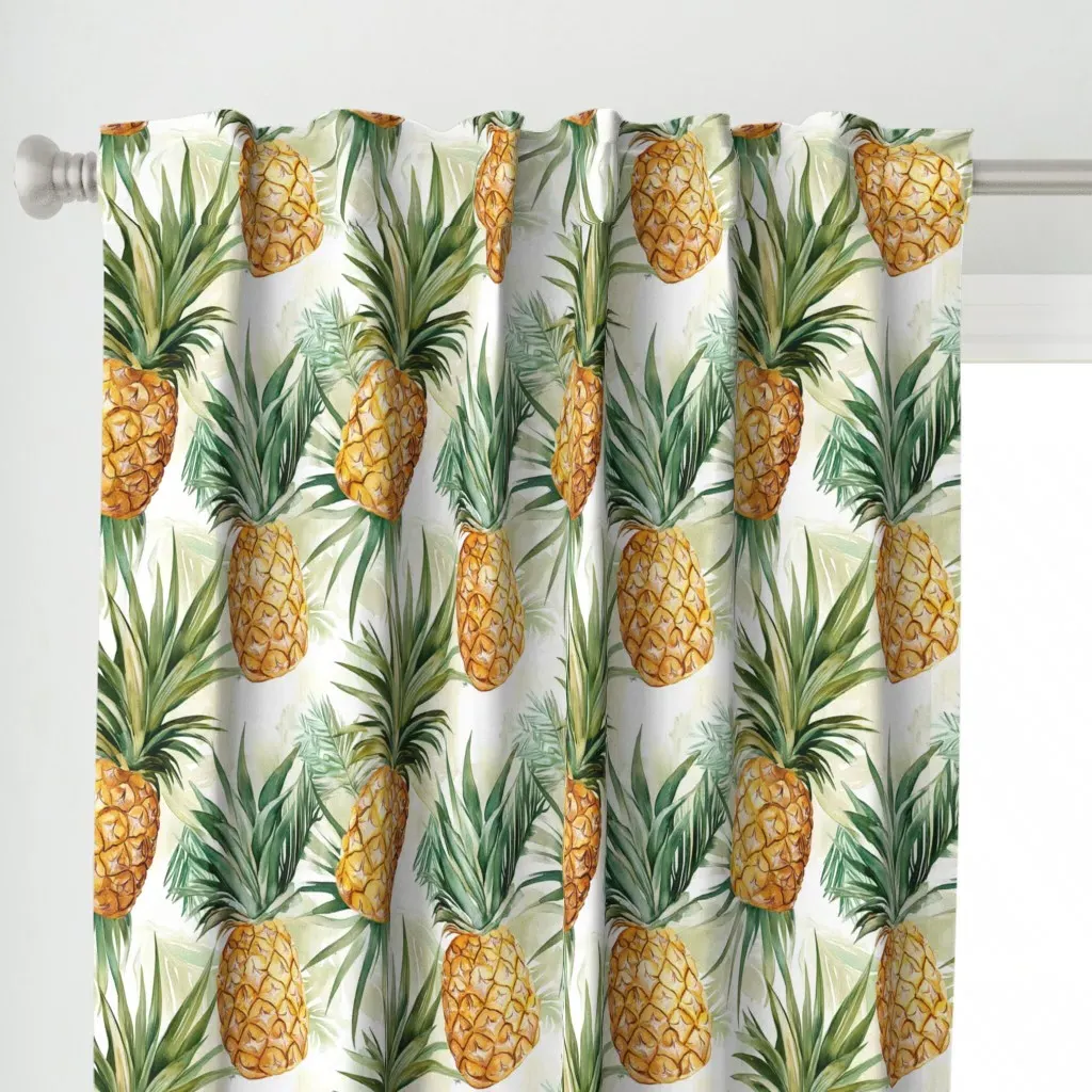 Tropical Pineapples Curtain Panel - Yellow alternate view