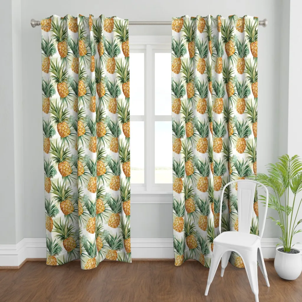 Tropical Pineapples Curtain Panel - Yellow product