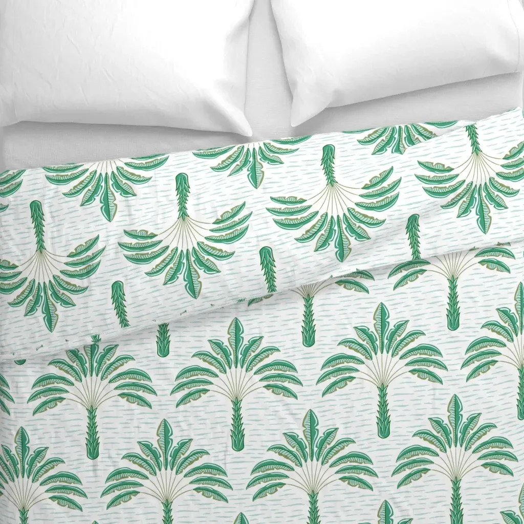 Tropical Playful Palms Duvet Cover - Green alternate view