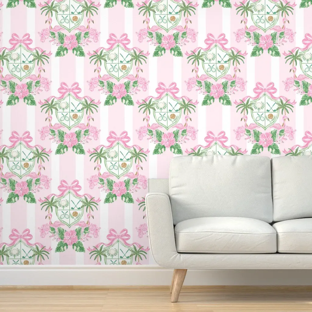 Tropical Preppy Club House Crest Peel and Stick Wallpaper - Pink product