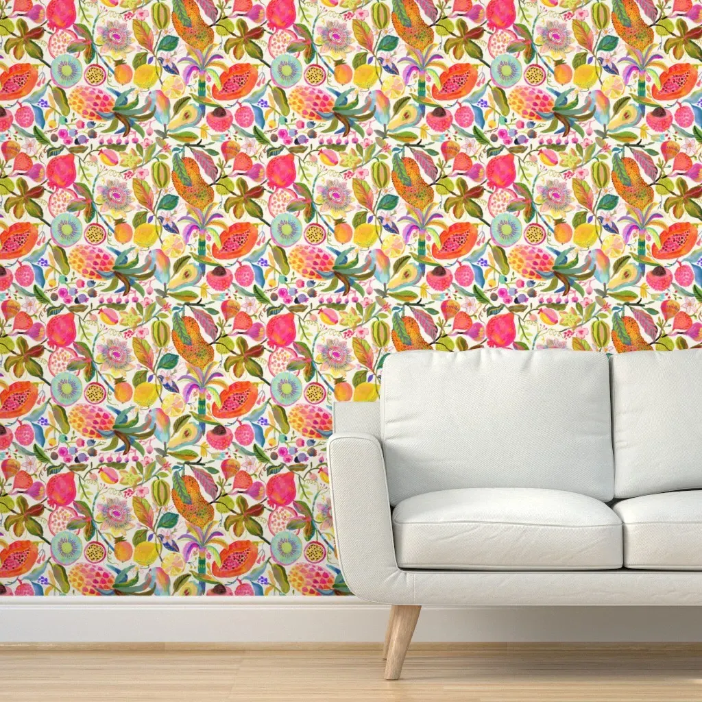 Tropical Rainbow Fruits Peel and Stick Wallpaper - Yellow-Orange product