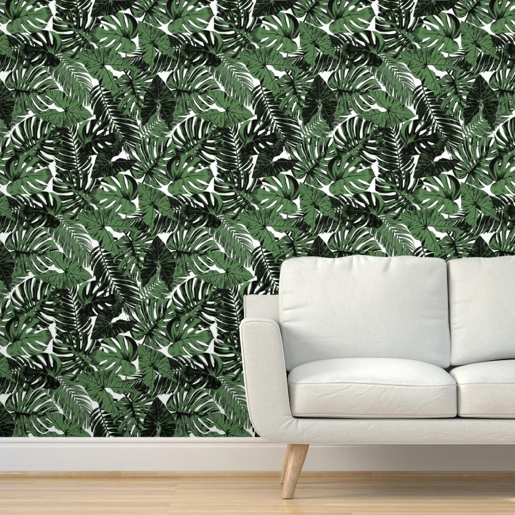 Tropical Rainforest Peel and Stick Wallpaper - Dark Green product