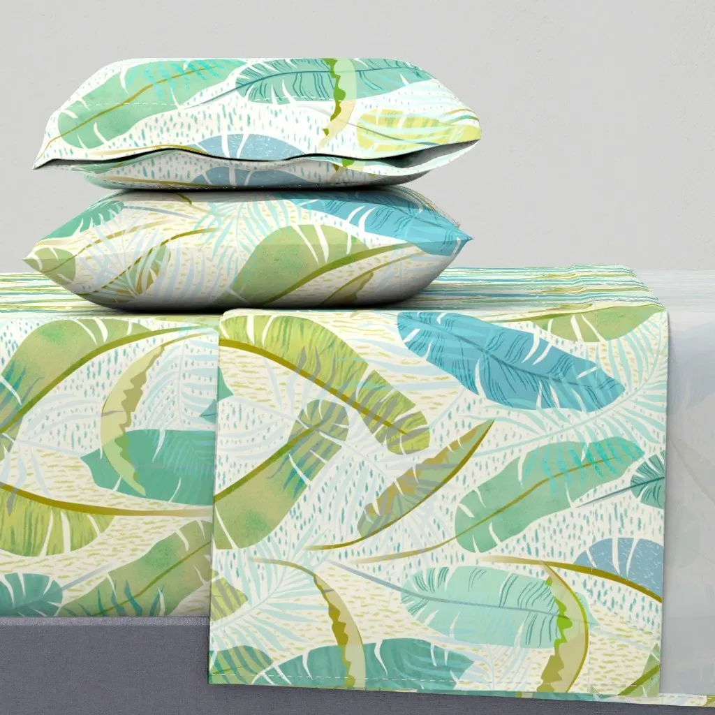 Tropical Restroom Queen Sheet Set - Teal product
