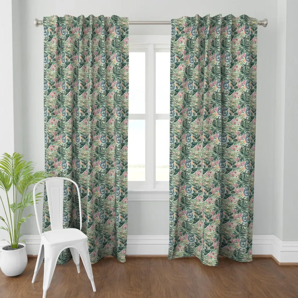 Tropical Snake Pastel Curtain Panel - Green product