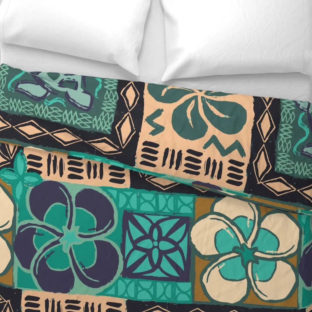 Tropical Tapa Duvet Cover - Teal alternate view