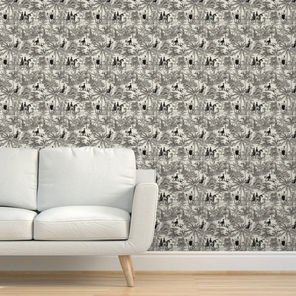 Tropical Toile Peel and Stick Wallpaper - Black, Cream product