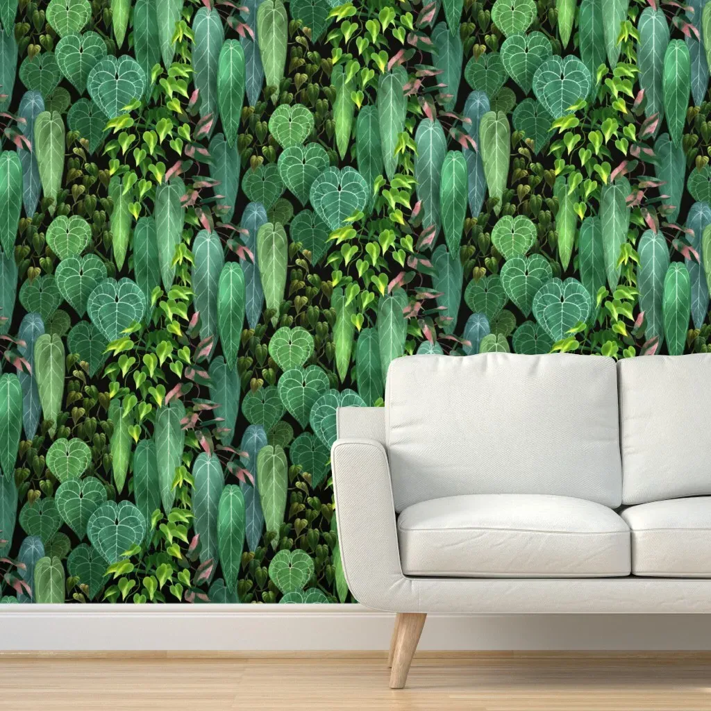 Tropical Vines Peel and Stick Wallpaper - Green, Black product