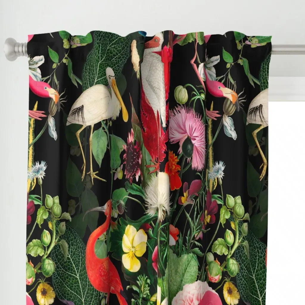 Tropical Vintage Exotic Curtain Panel - Pink alternate view