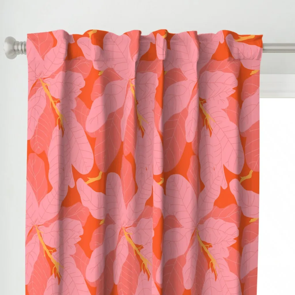 Tropicana Banana Leaves Curtain Panel - Pink alternate view