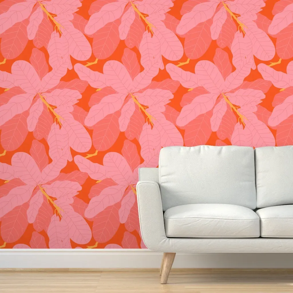 Tropicana Banana Leaves Peel and Stick Wallpaper - Coral product