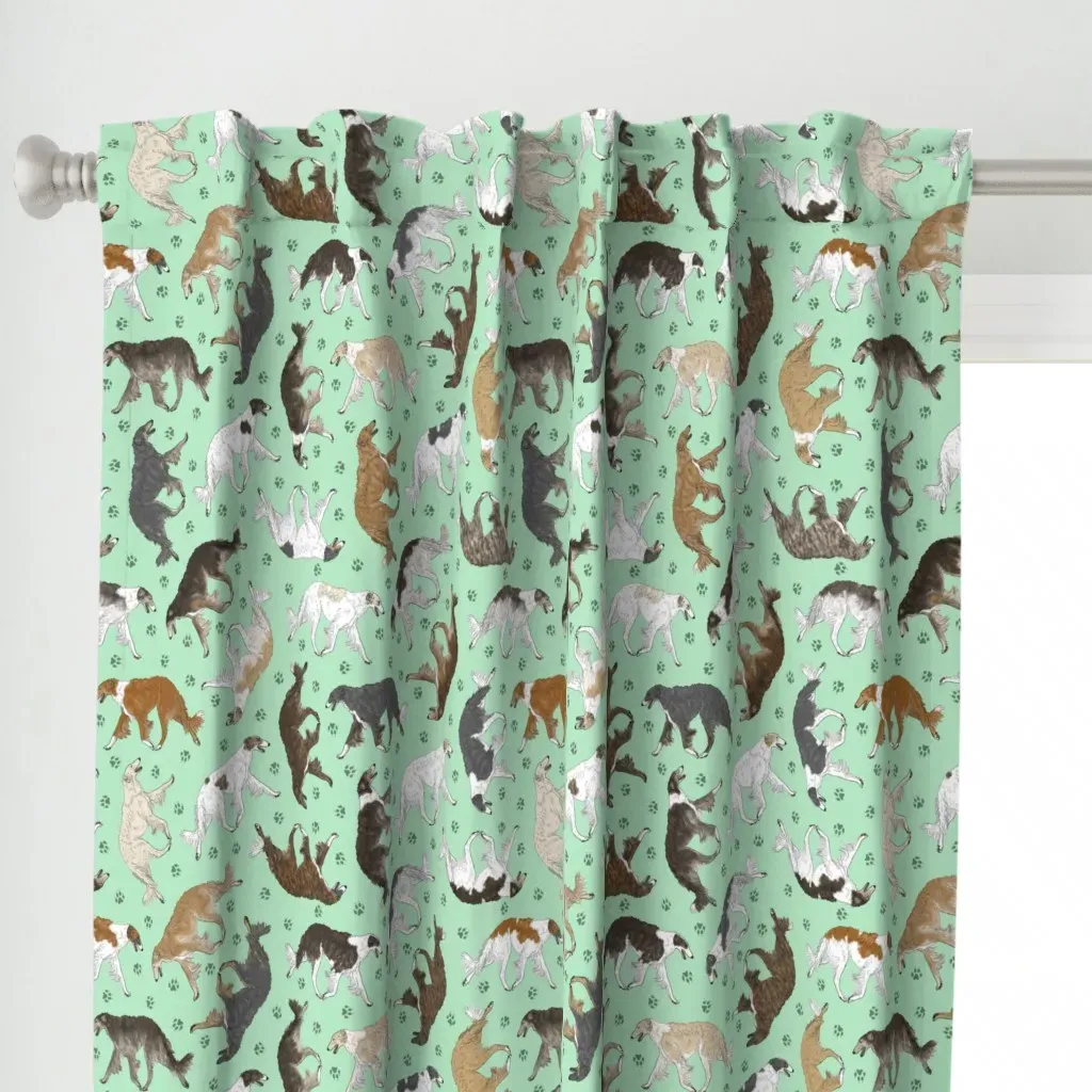 Trotting Borzoi And Paw Curtain Panel - Brown alternate view