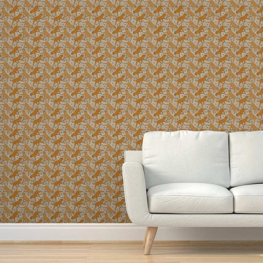 Trotting Dogue De Bordeaux Peel and Stick Wallpaper - Brown, Faux Linen product