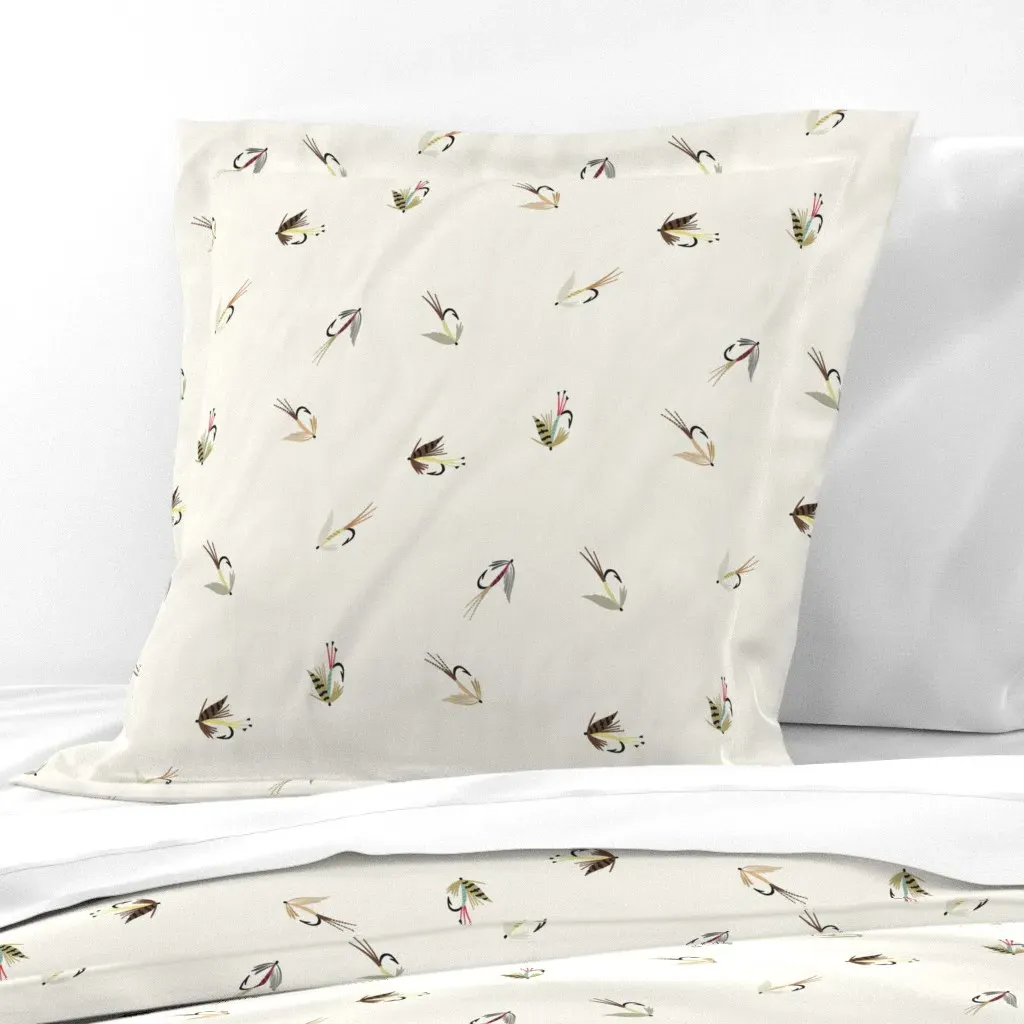 Trout Fly Fishing Lures Euro Pillow Sham - Off-White product