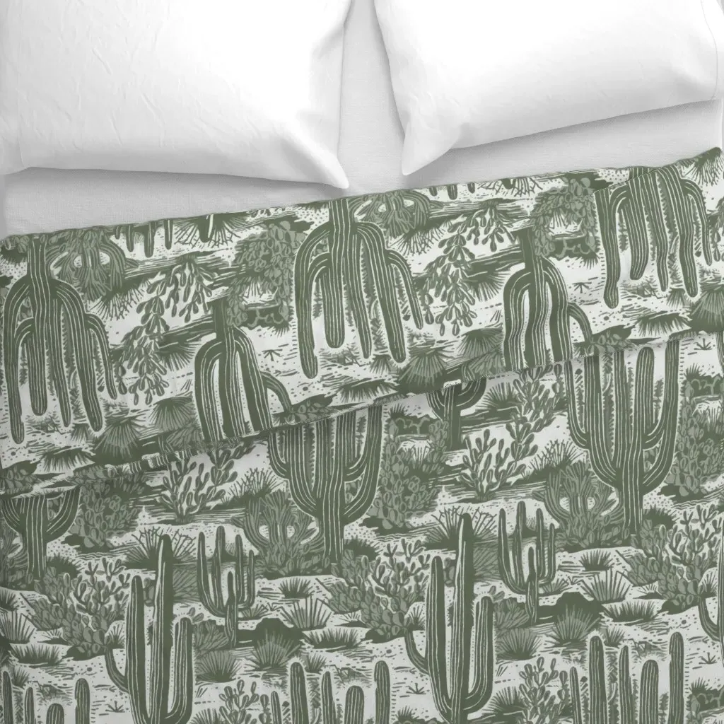 Tucson Cactus Desert Boho Duvet Cover - Sage Green alternate view