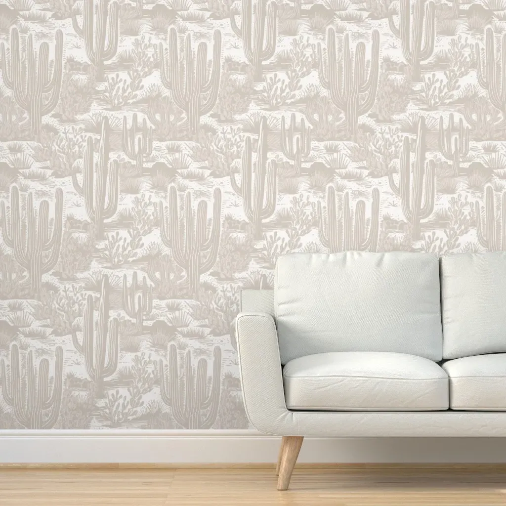 Tucson Cactus Desert Peel and Stick Wallpaper - Beige product