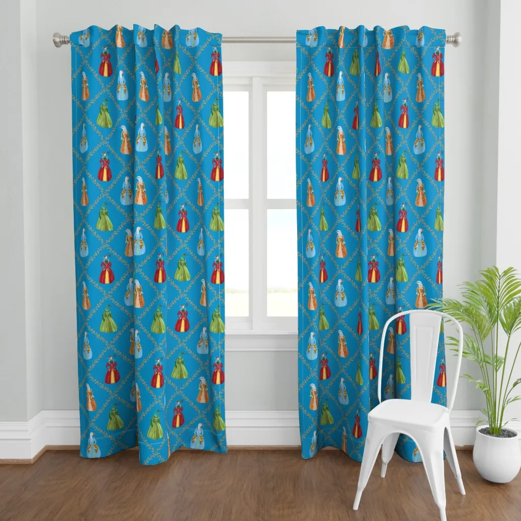 Tudor Birds Curtain Panel - Bright Blue product