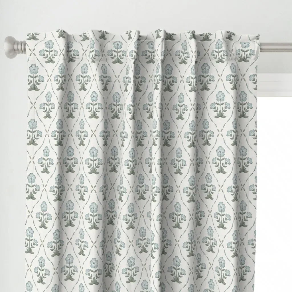 Tula Floral Ribbon Curtain Panel - Light Blue alternate view