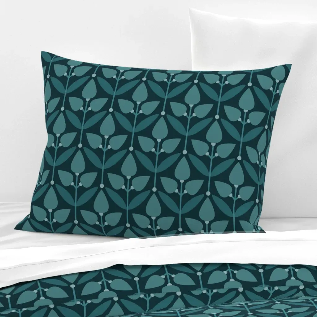 Tulip Elegance Standard Knife Edge Pillow - Teal, Cotton Sateen product